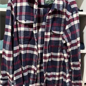 American Eagle Outfitters Navy and Red Plaid Shirt